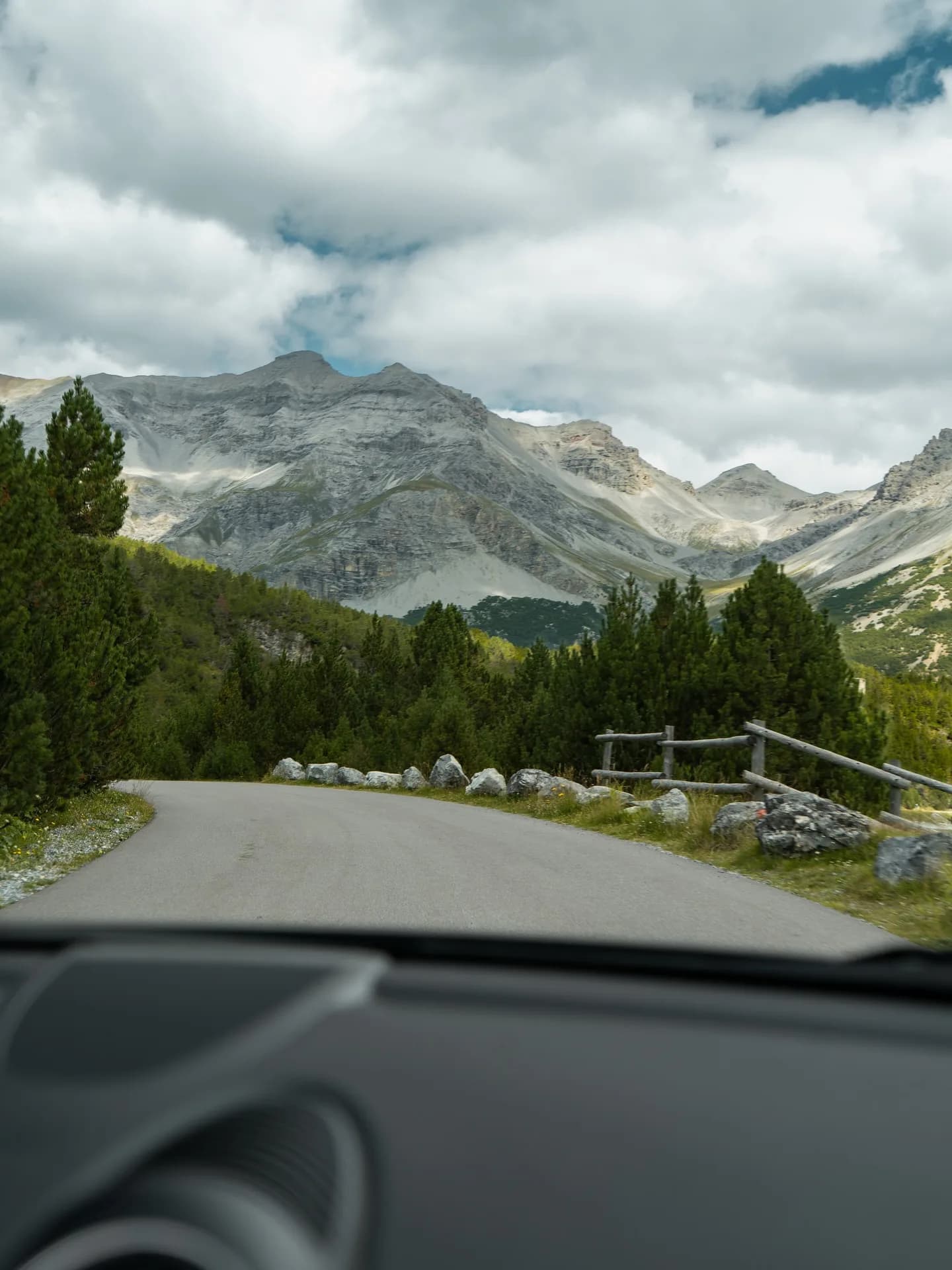 Driver POV Through Alpine Pass